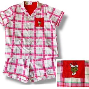Cotton On x The Grinch Buffalo Plaid Shorty Cotton Pyjamas Size L
